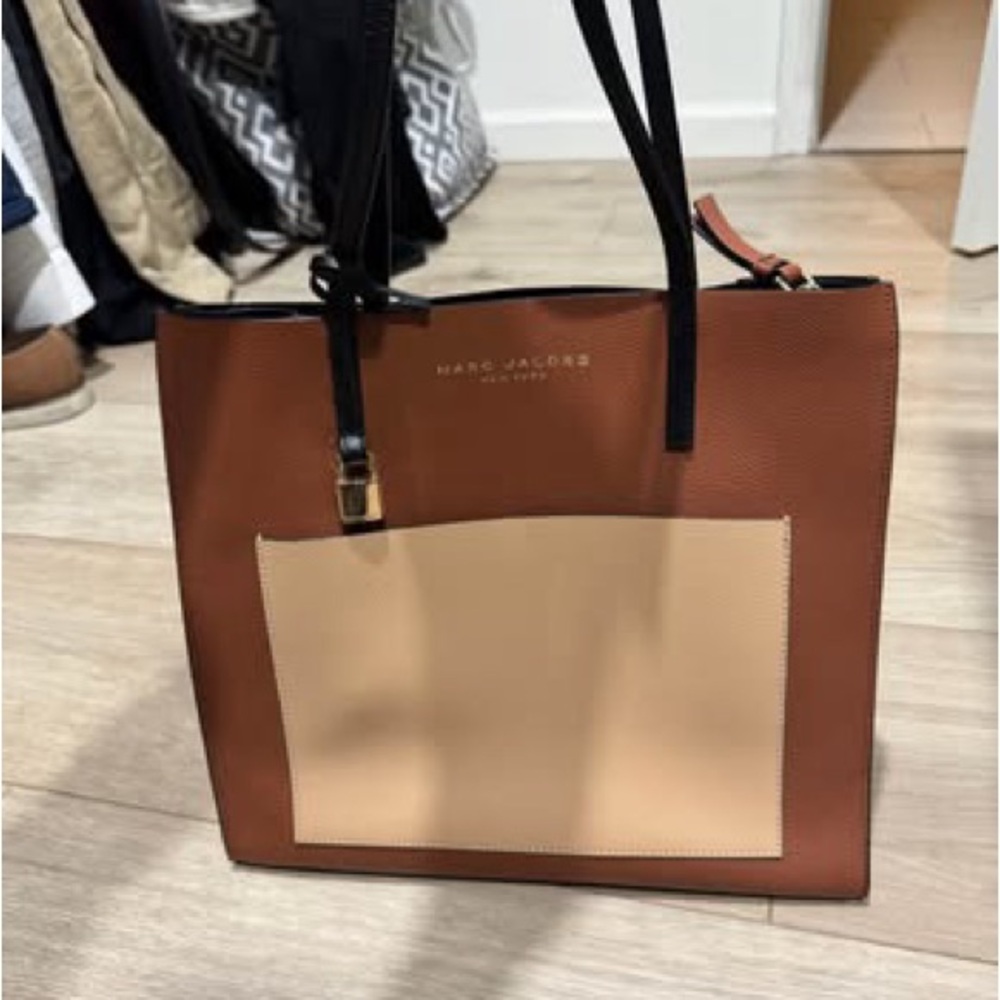 Marc Jacobs Leather Grind Colorblock Tote Bag – Brown/Tan – Excellent Condition